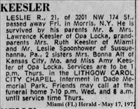 Keesler, Leslie R. (Obituary)